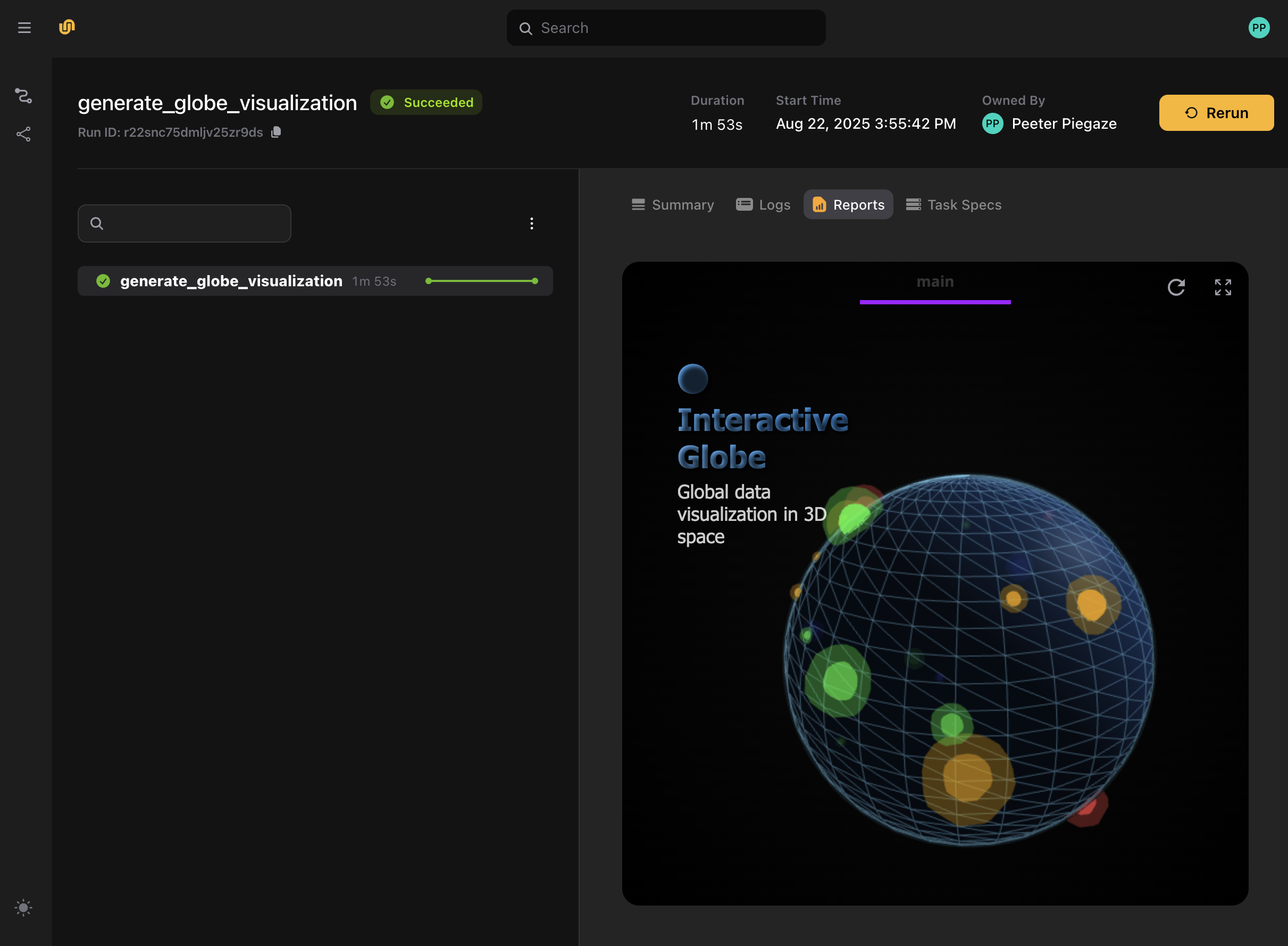 Globe visualization